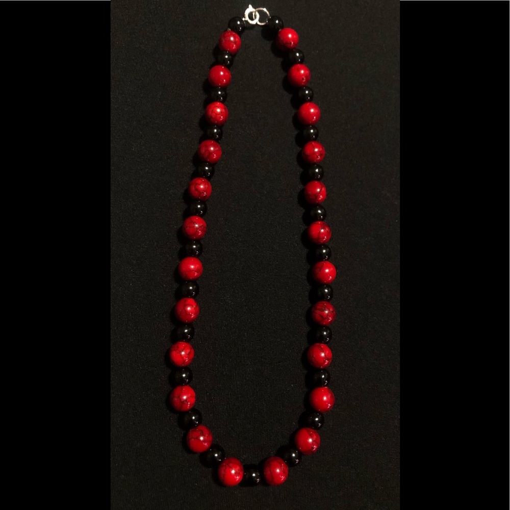 Red and black beaded necklace